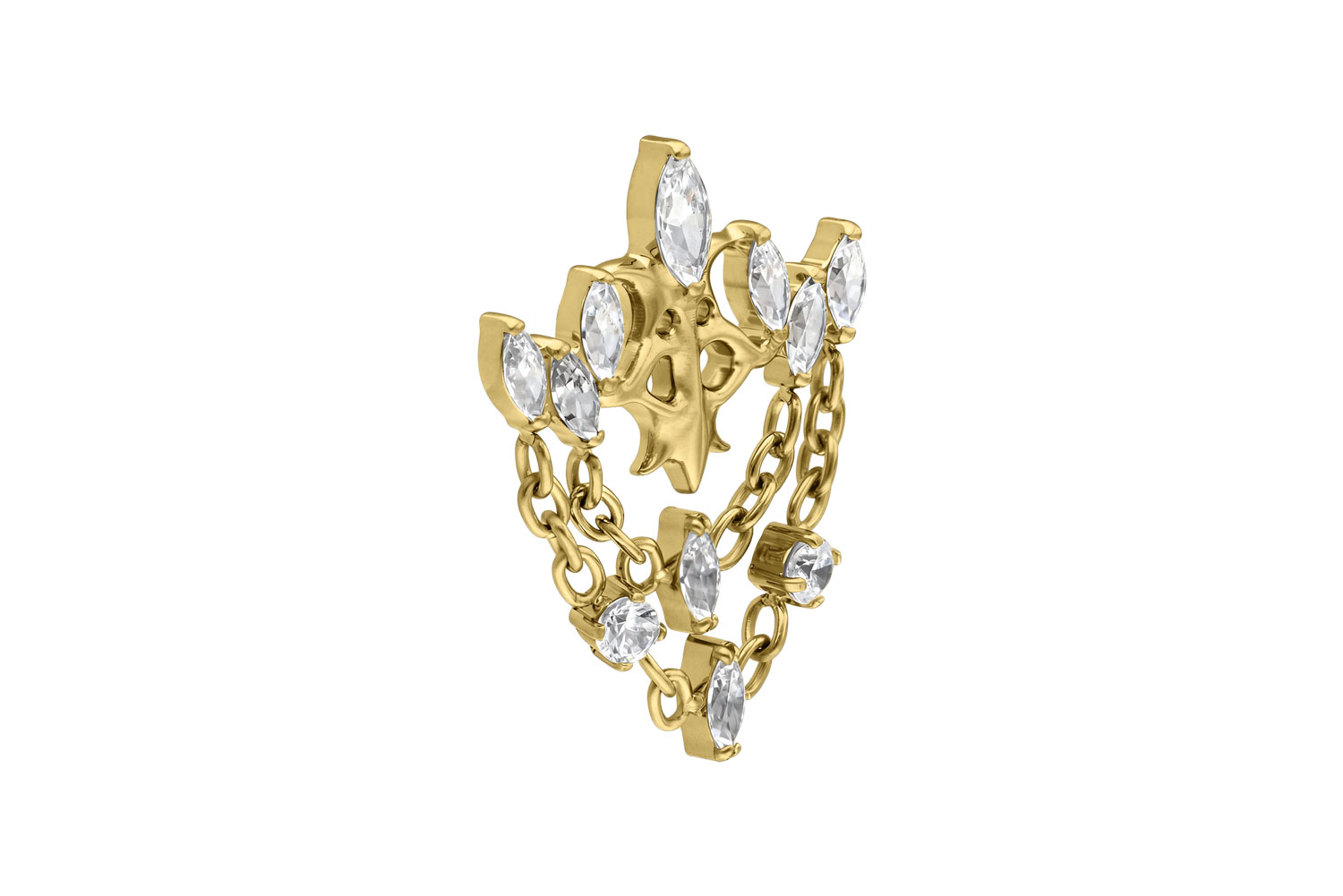 Titan Schraubaufsatz mit Außengewinde GOTISCHE KRONE + KETTEN von Piercingline